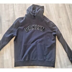 Mens blue Brklyn‎ New York Logo hoodie Size L Large New Look Embroidered